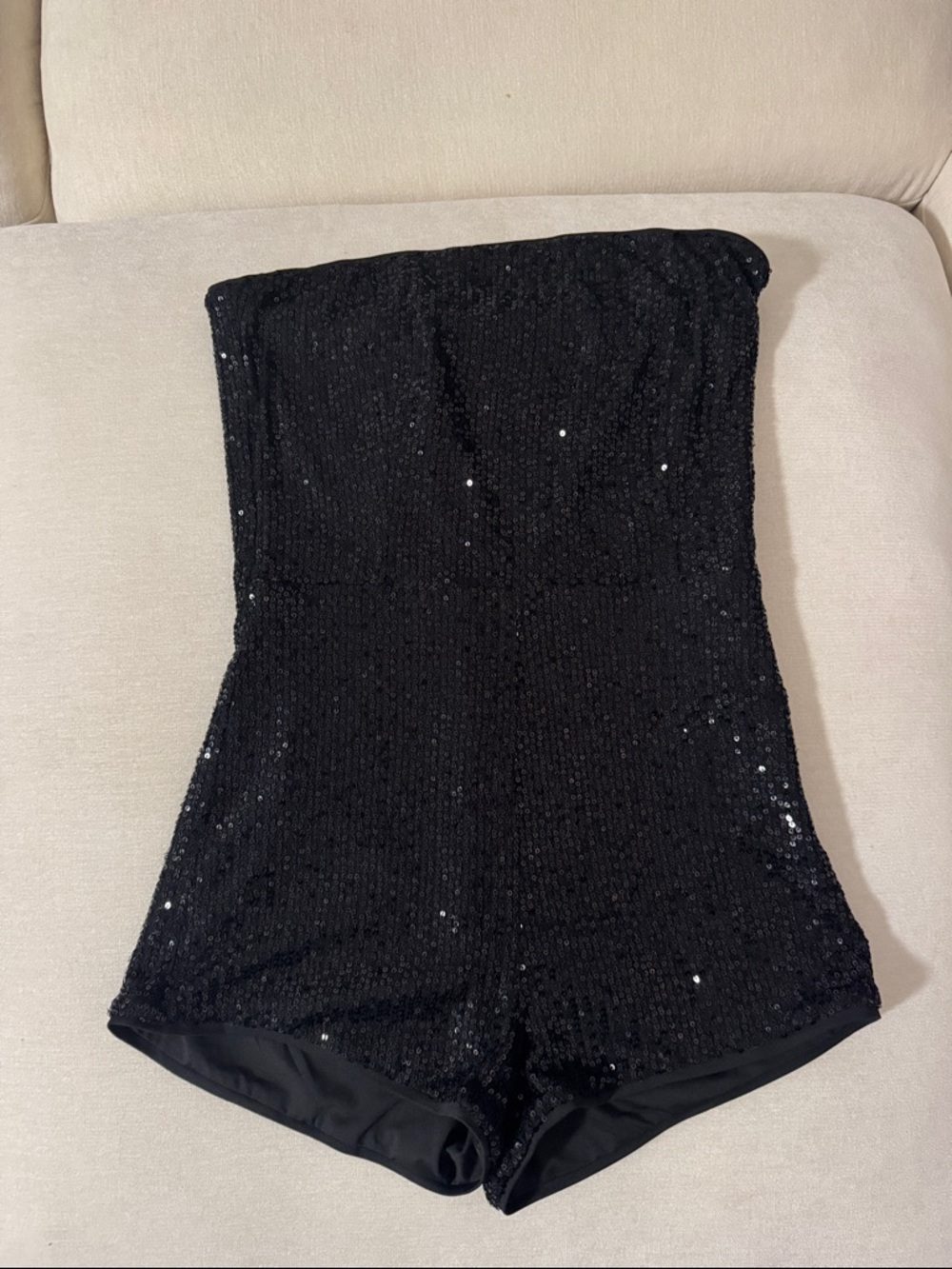 Superdown mini sequin strapless romper